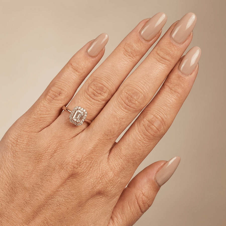 Emerald halo lab grown diamant ring 18k geelgoud 0.56 ct