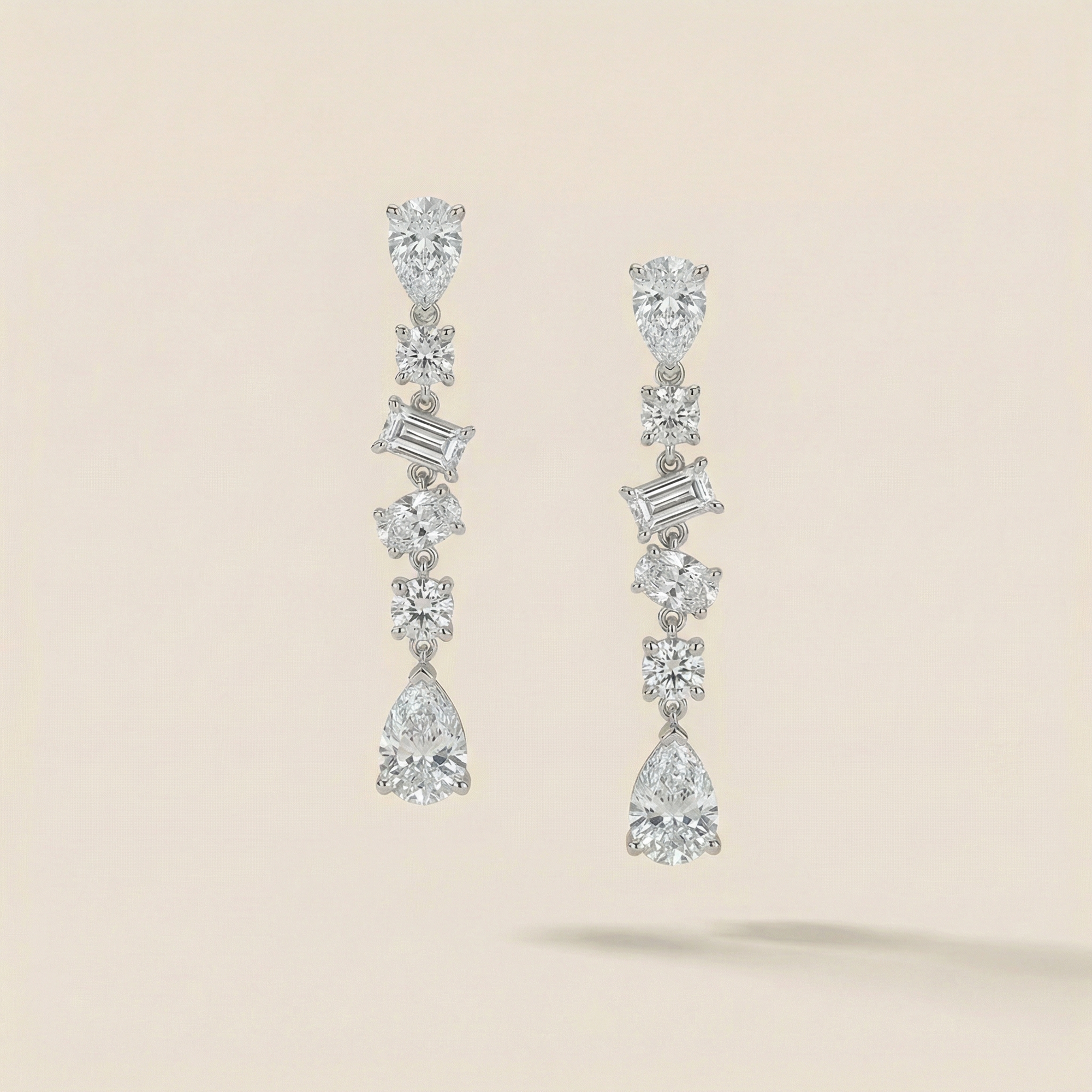 Fancy Cut Lab grown diamond drop earrings white gold