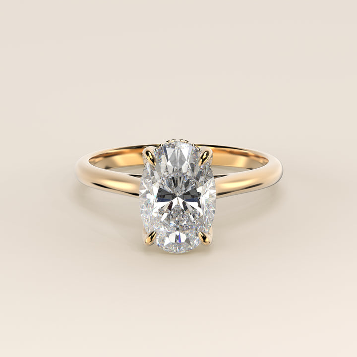 Lyann - Ovale Solitair Petal Prong With Hidden Halo