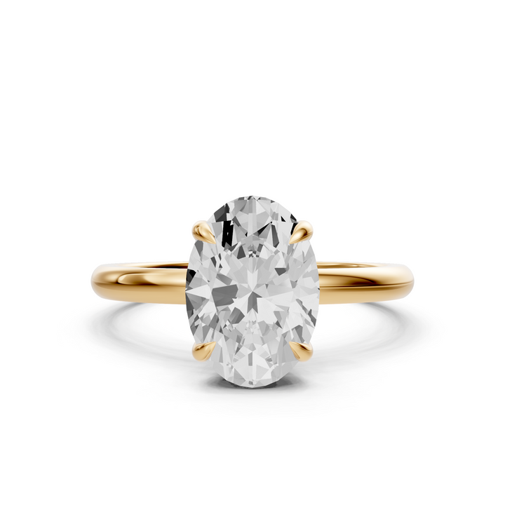 Lisa - Solitaire Oval Ring met Hidden Halo
