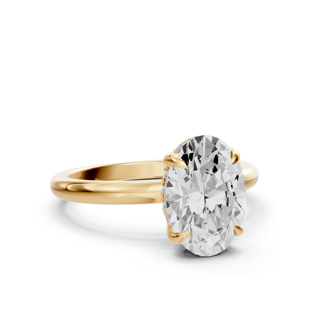 Lisa - Solitaire Oval Ring met Hidden Halo