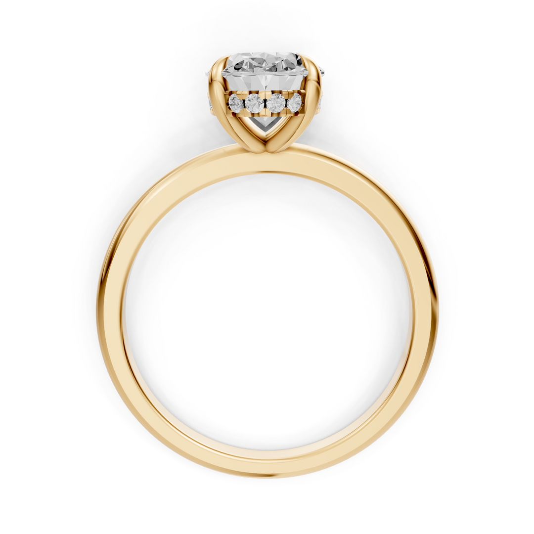 Lisa - Solitaire Oval Ring met Hidden Halo
