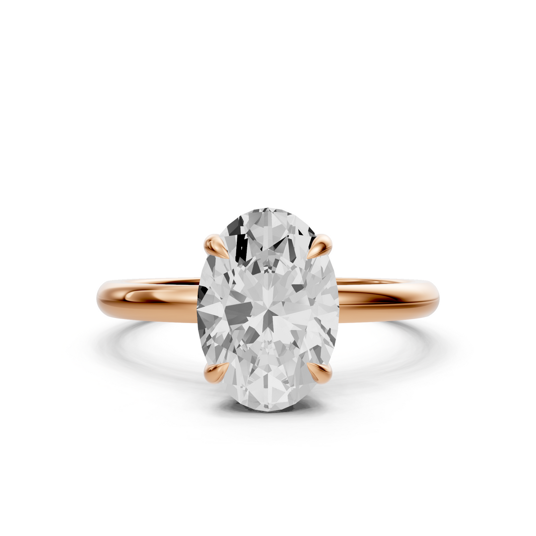 Lisa - Solitaire Oval Ring met Hidden Halo