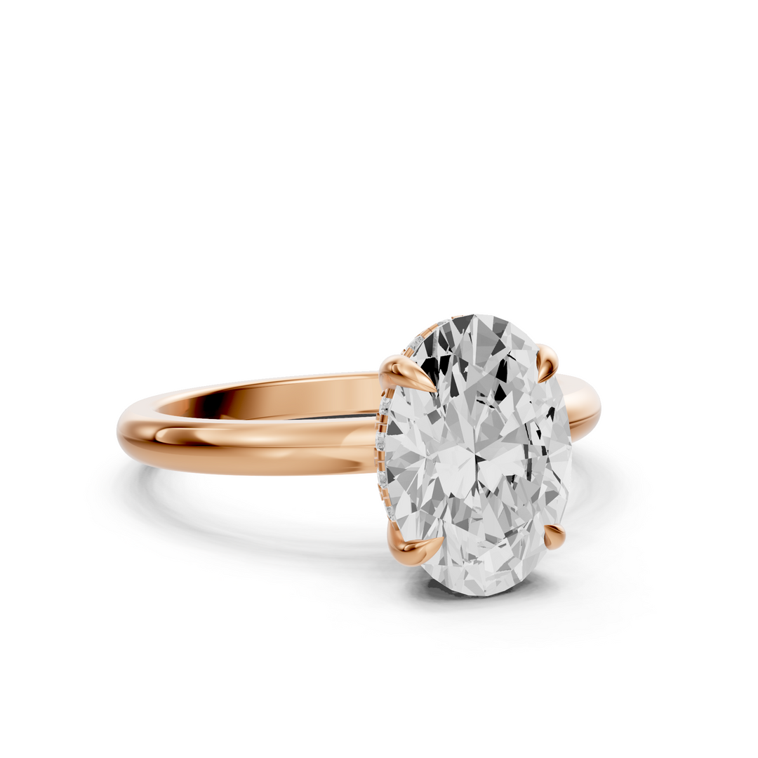 Lisa - Solitaire Oval Ring met Hidden Halo