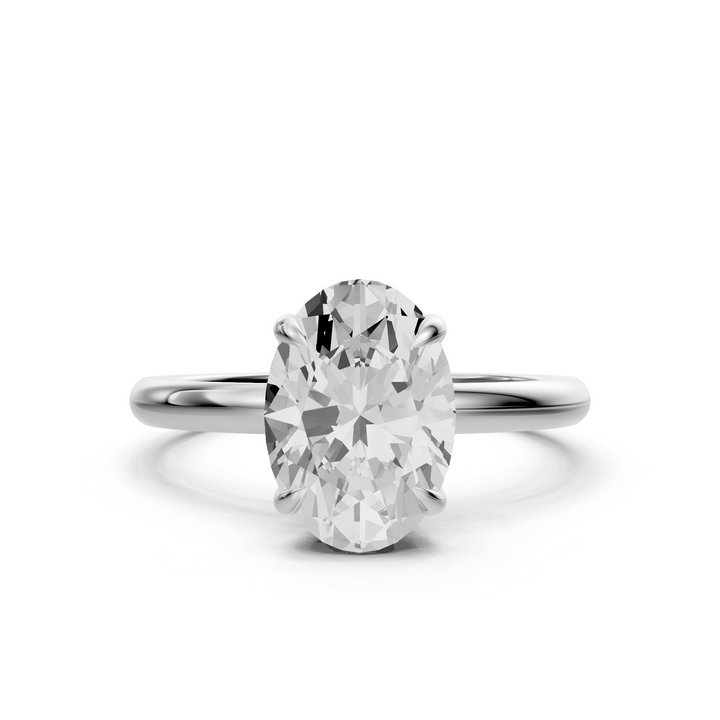 Lisa - Solitaire Oval Ring met Hidden Halo