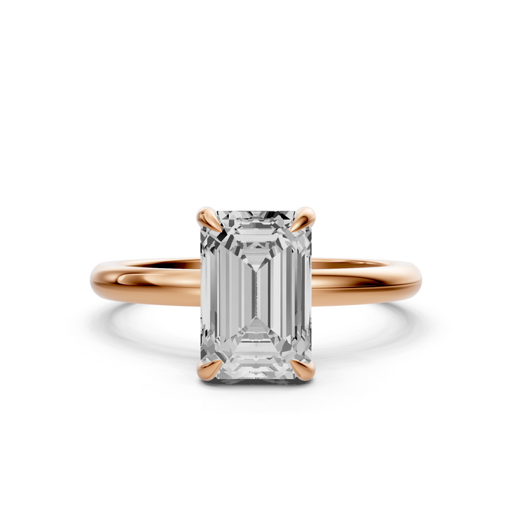 Sophia - Solitaire Emerald Ring met Hidden Halo