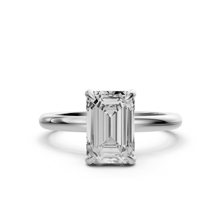 Sophia - Solitaire Emerald Ring met Hidden Halo