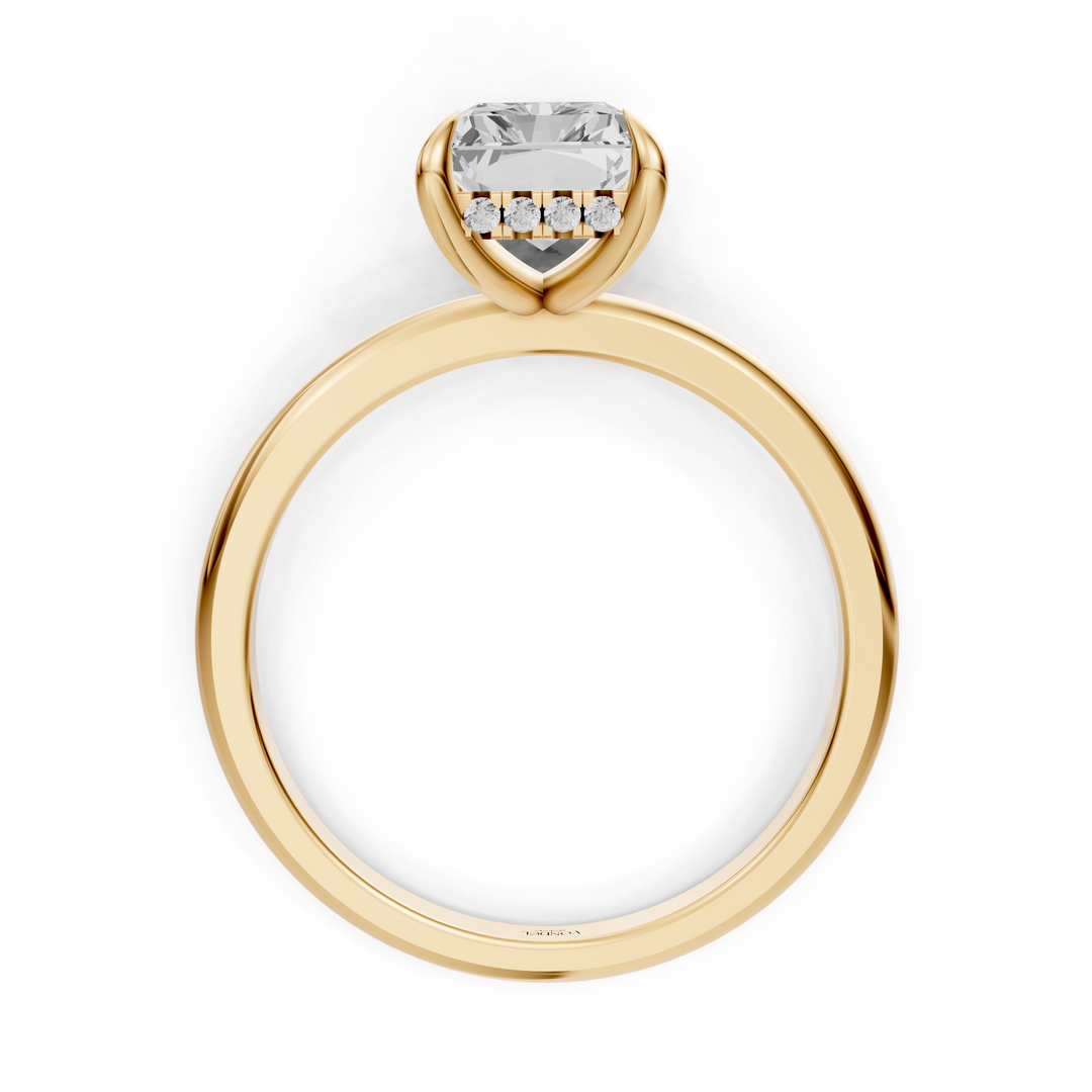 Rosie - Solitaire Radiant Ring met Hidden Halo