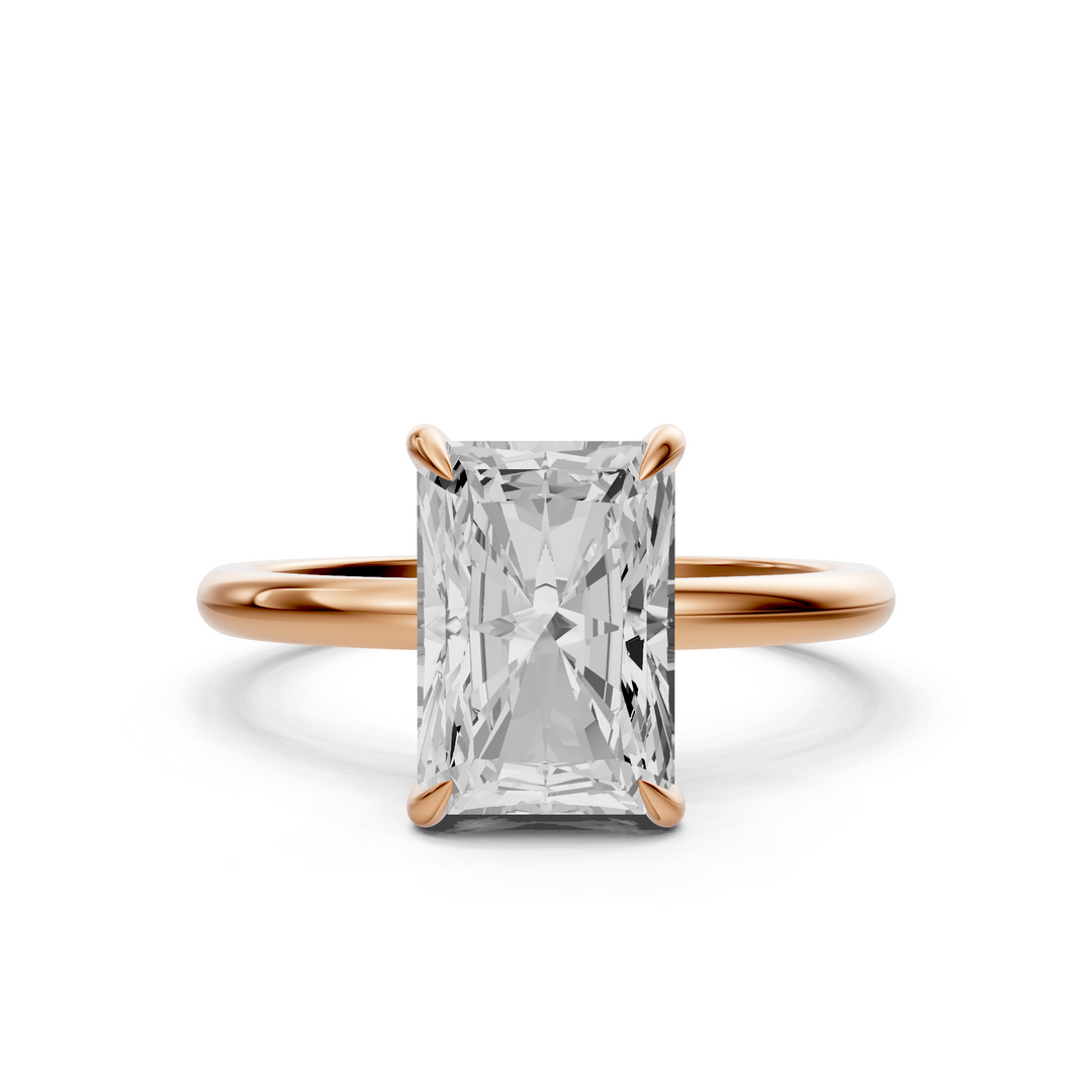 Rosie - Solitaire Radiant Ring met Hidden Halo