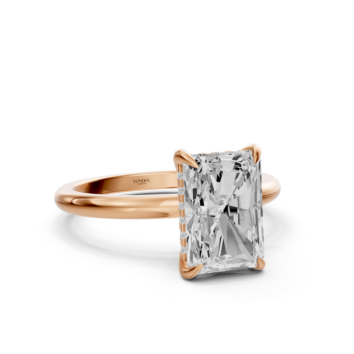 Rosie - Solitaire Radiant Ring met Hidden Halo