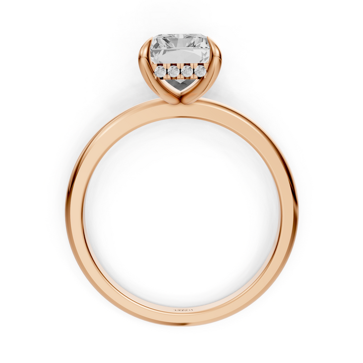 Rosie - Solitaire Radiant Ring met Hidden Halo