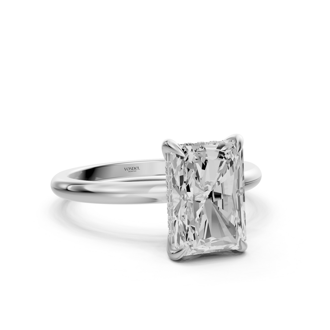 Rosie - Solitaire Radiant Ring met Hidden Halo