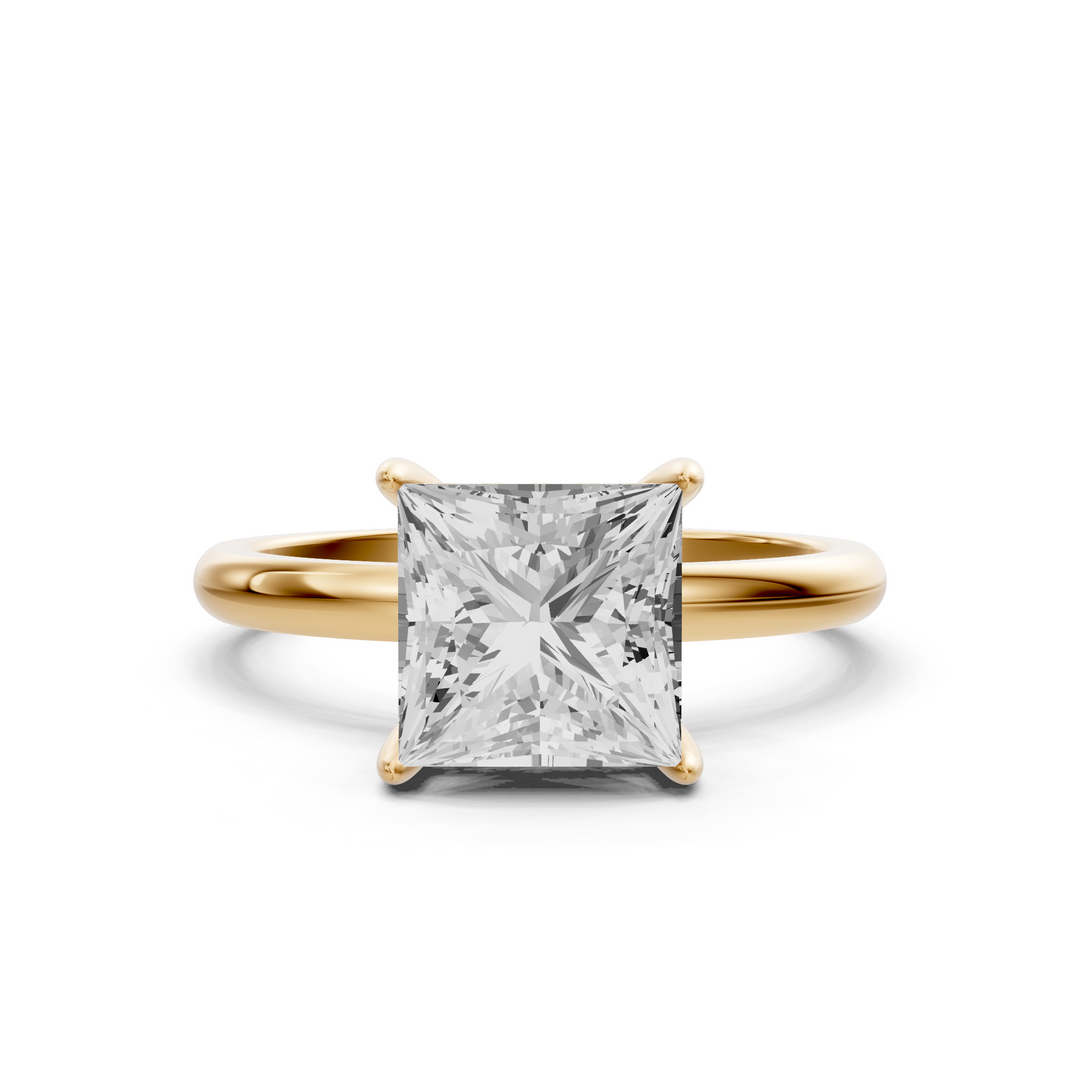 Jasmine - Solitaire Princess Ring met Hidden Halo