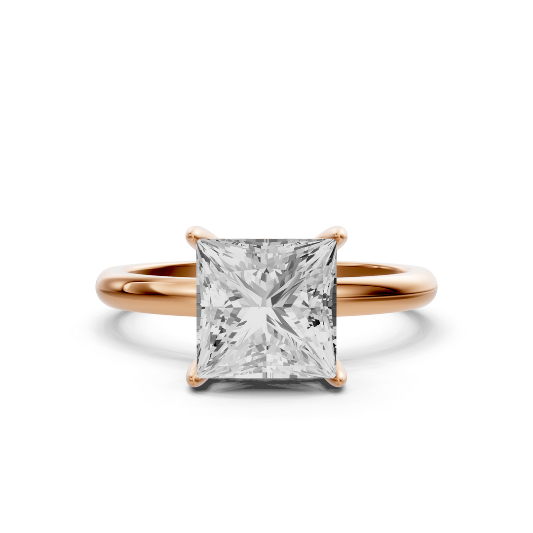 Jasmine - Solitaire Princess Ring met Hidden Halo