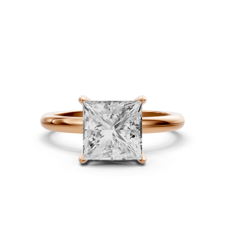 Jasmine - Solitaire Princess Ring met Hidden Halo