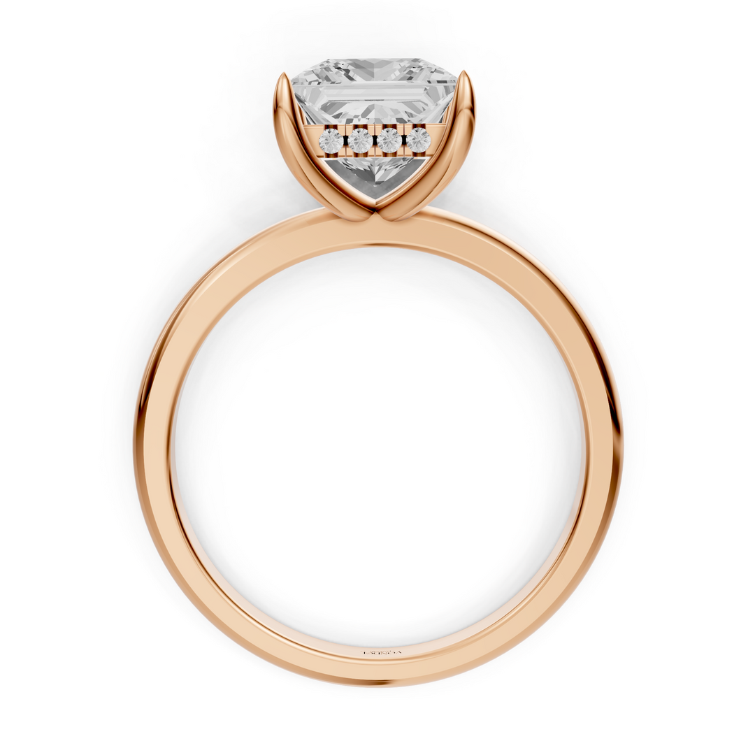 Jasmine - Solitaire Princess Ring met Hidden Halo
