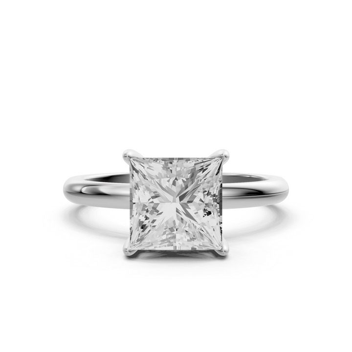 Jasmine - Solitaire Princess Ring met Hidden Halo