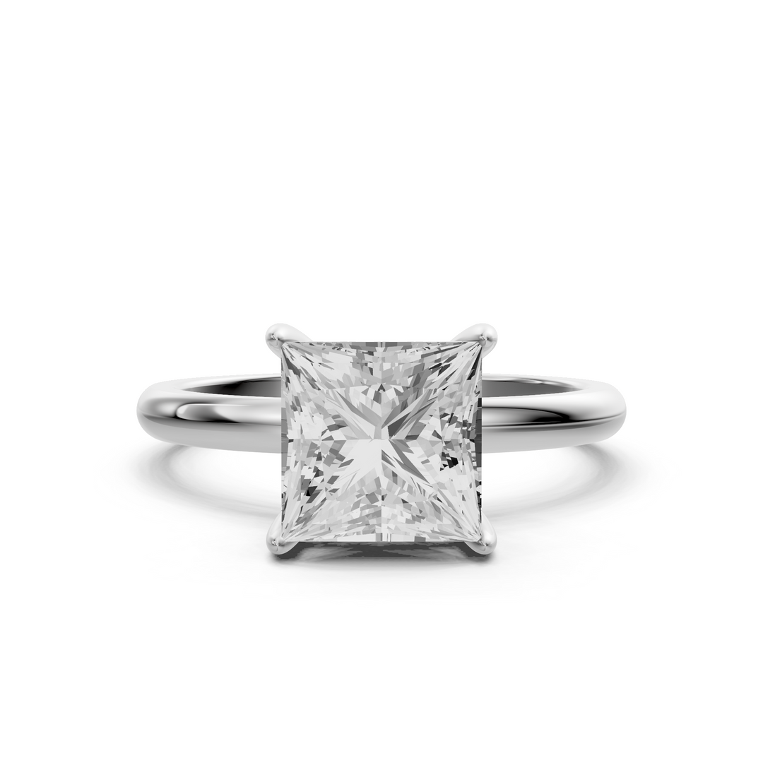Jasmine - Solitaire Princess Ring met Hidden Halo