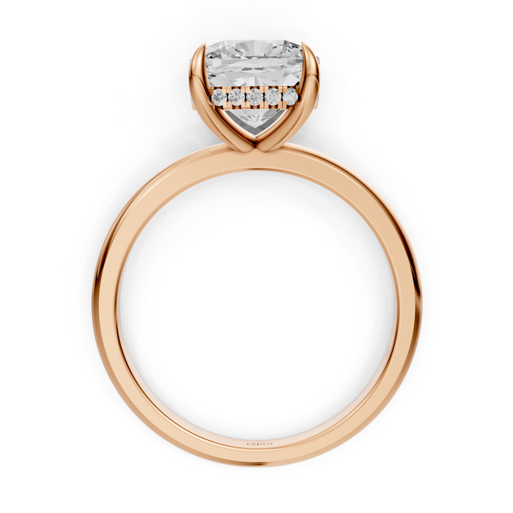 Kelly- Solitaire Cushion Ring met Hidden Halo