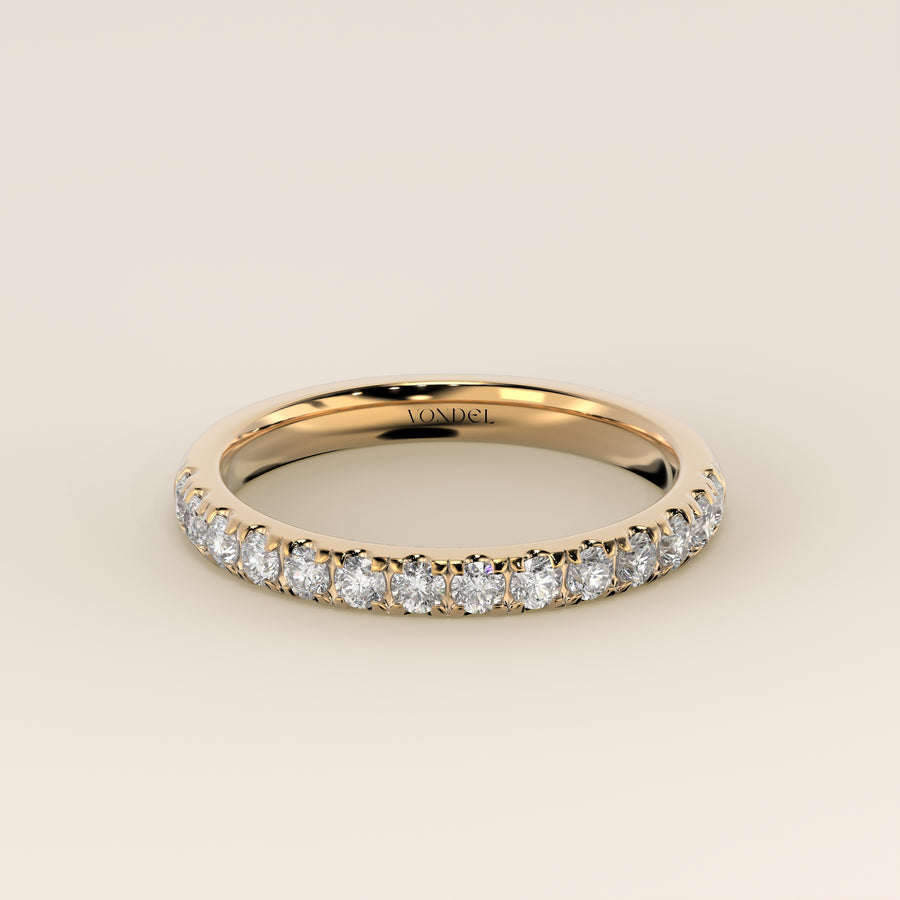 Lab grown diamanten rijring half gezet, geelgoud