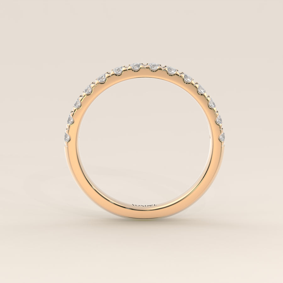 Lab grown diamanten rijring half gezet, geelgoud