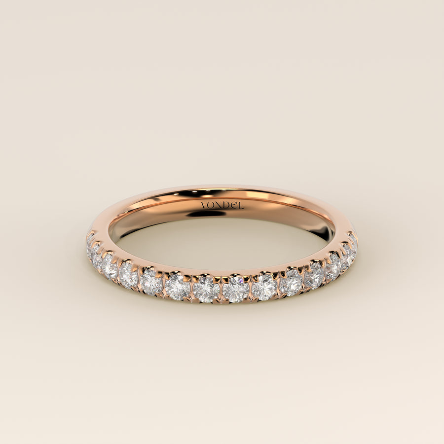 Lab grown diamanten rijring half gezet, rosegoud