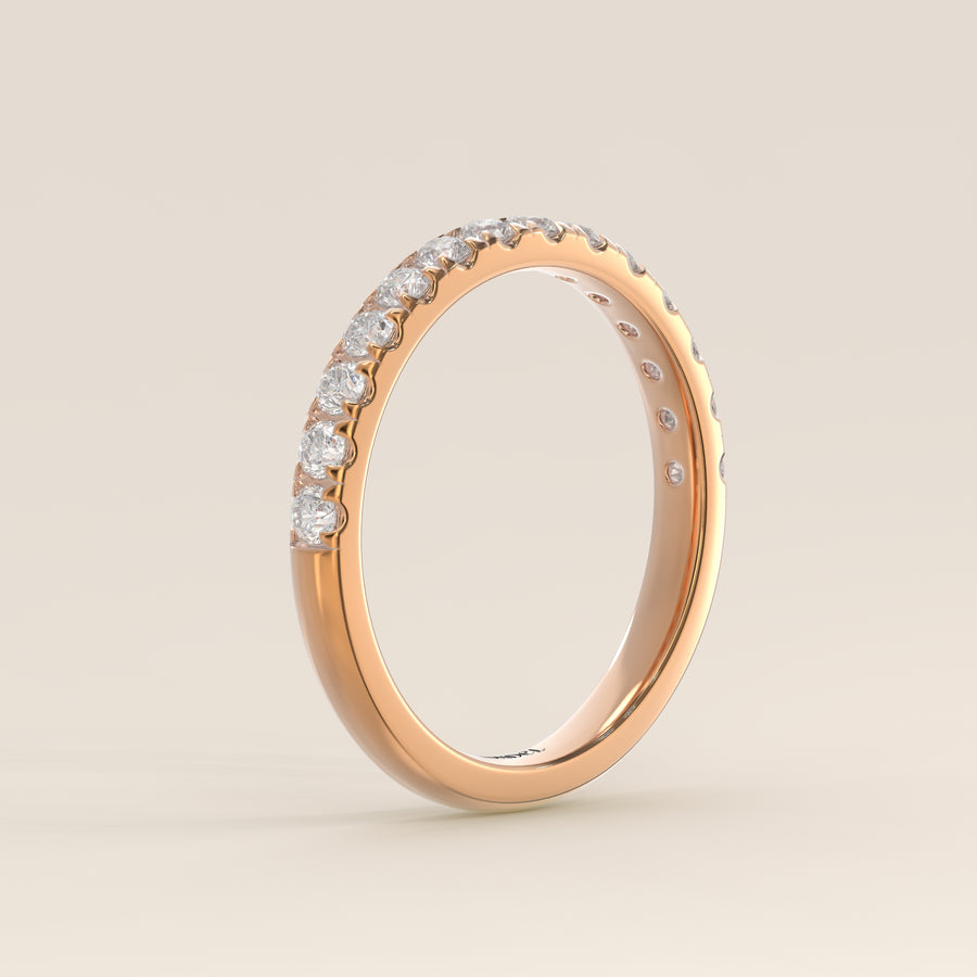 Lab grown diamanten rijring half gezet, rosegoud