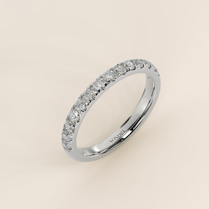 Stufenring mit im Labor gezüchteten Diamanten, halbgefasst, Weißgold