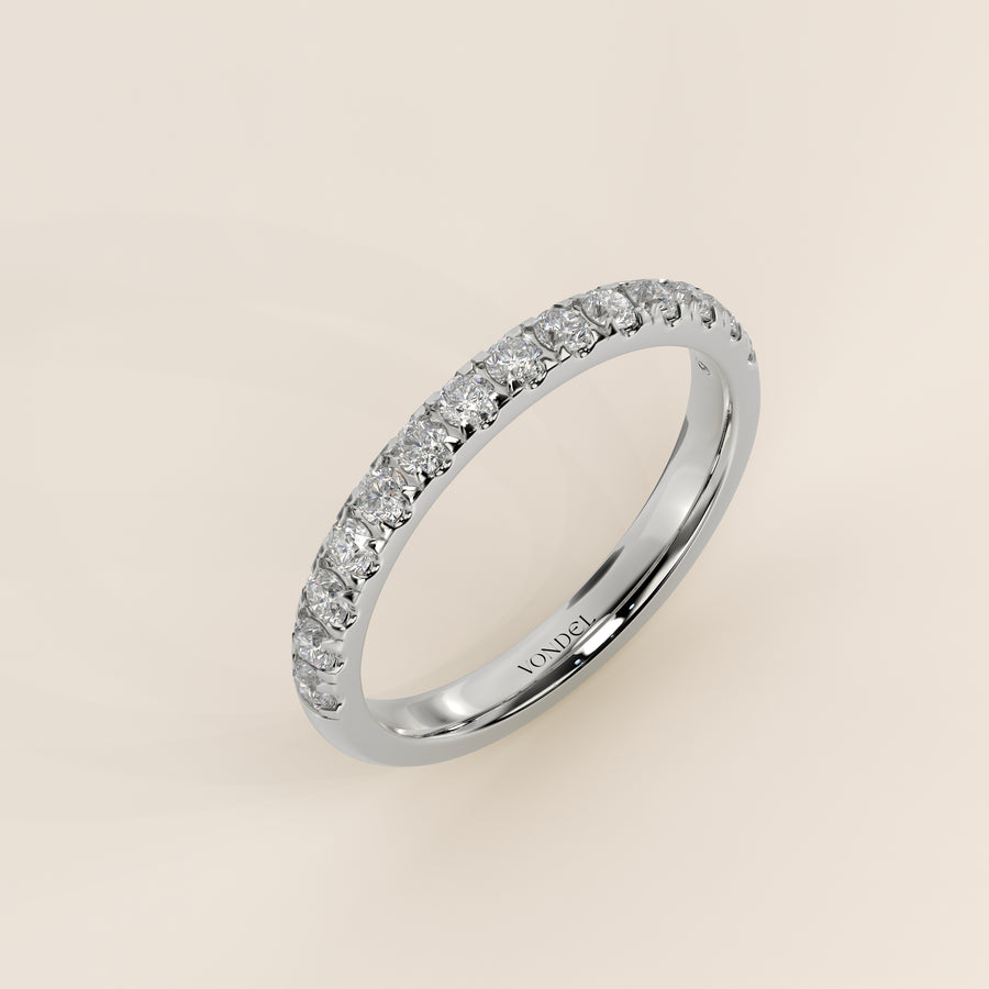 Lab grown diamanten rijring half gezet, witgoud