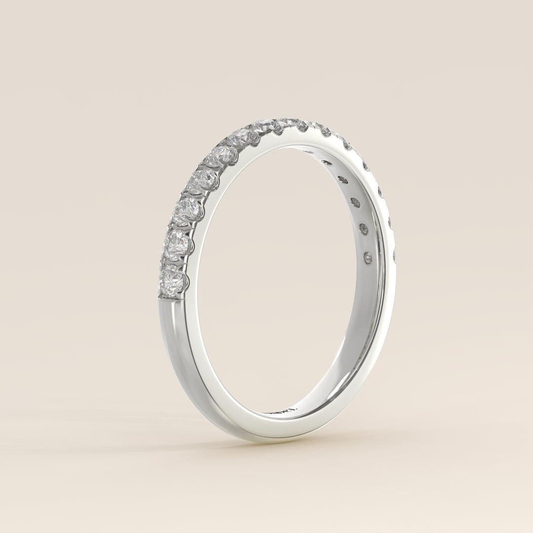 Stufenring mit im Labor gezüchteten Diamanten, halbgefasst, Weißgold