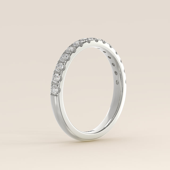 Stufenring mit im Labor gezüchteten Diamanten, halbgefasst, Weißgold