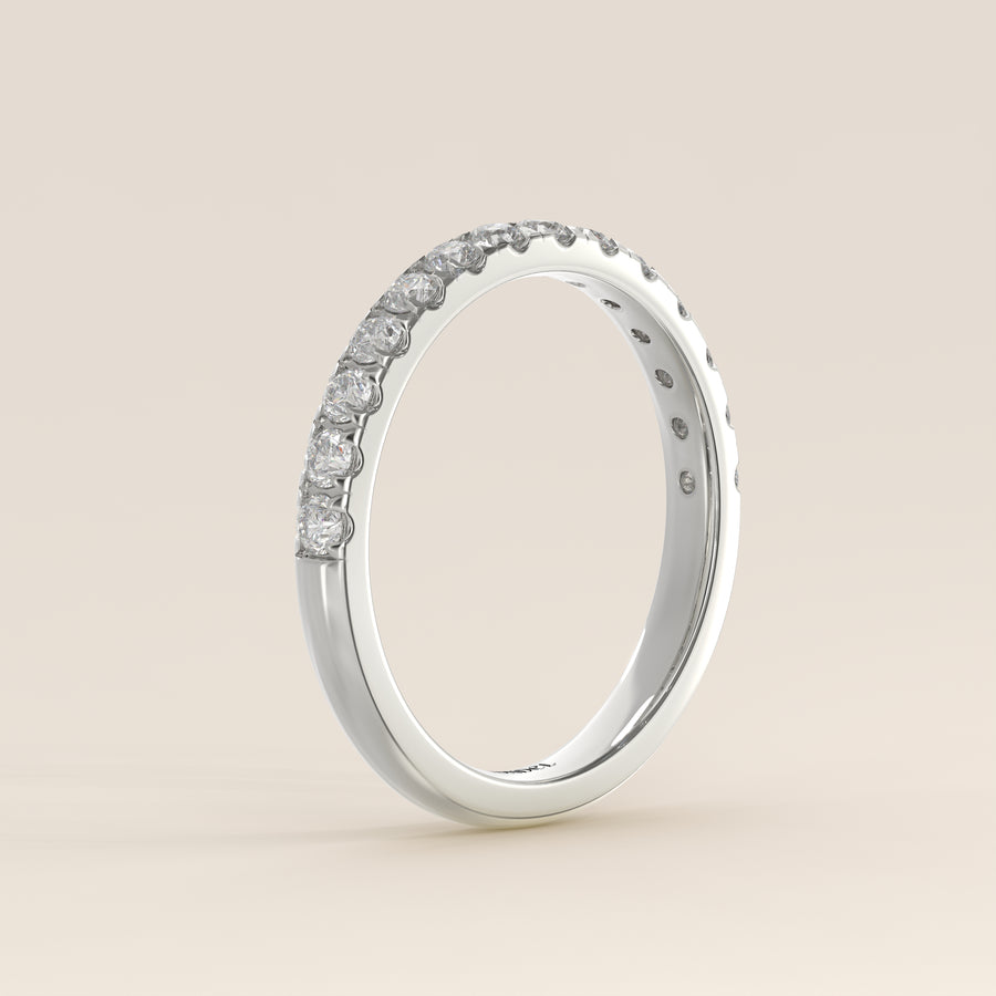 Lab grown diamanten rijring half gezet, witgoud