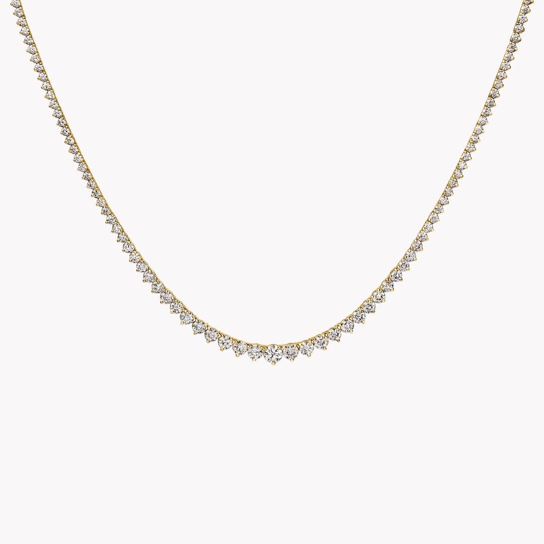 Tennis Ketting met Driepuntzetting en oplopende Diamantgrootte - 6,91 ct