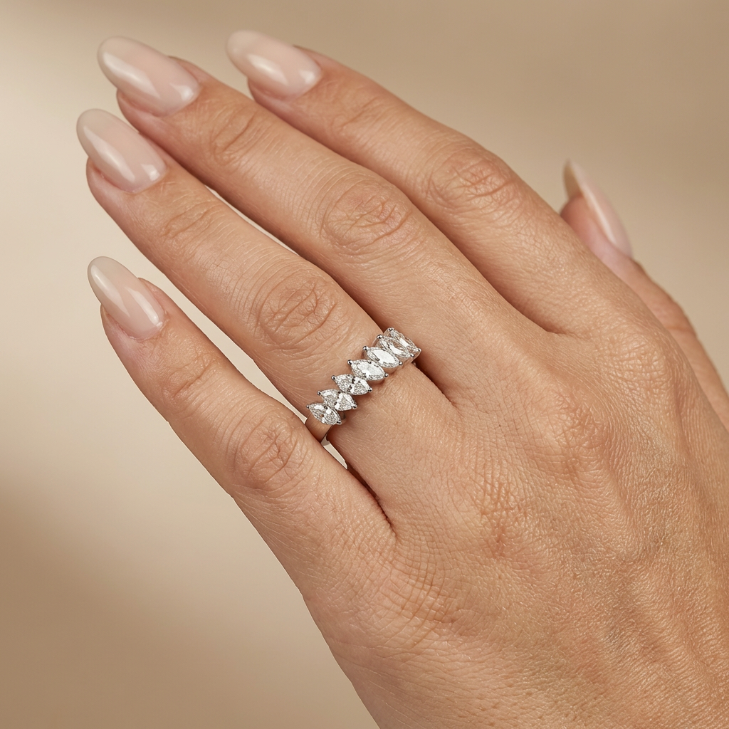 Marquise lab grown diamant rijring