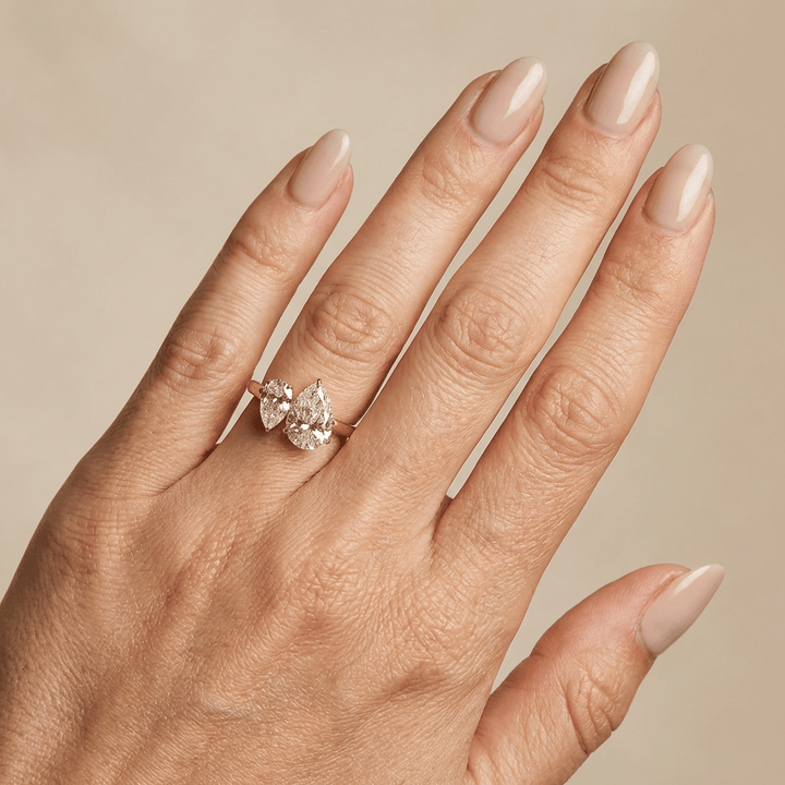 Birnenförmiger Toi-et-Moi-Ring, im Labor gezüchteter Diamant