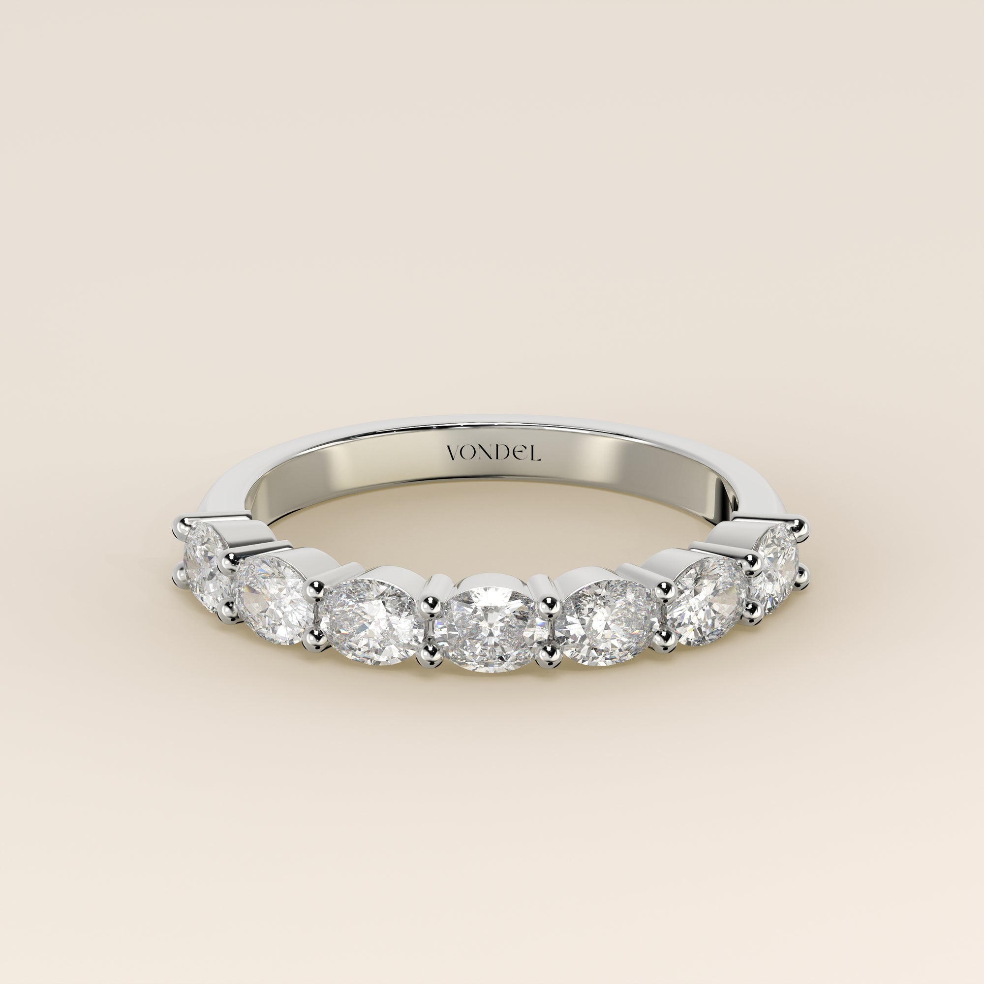 Rijring ovaal lab grown diamant east to west half gezet, witgoud