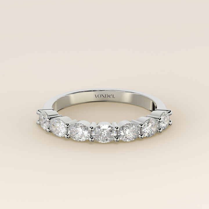 Rijring ovaal lab grown diamant east to west half gezet, witgoud