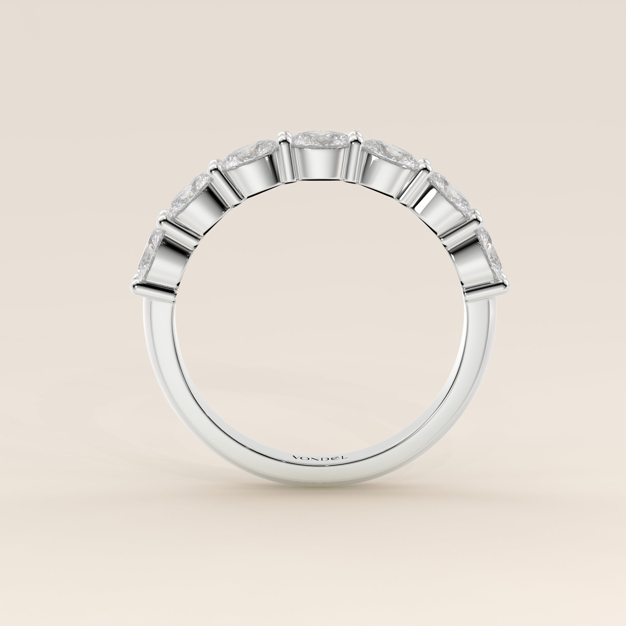 Rijring ovaal lab grown diamant east to west half gezet, witgoud