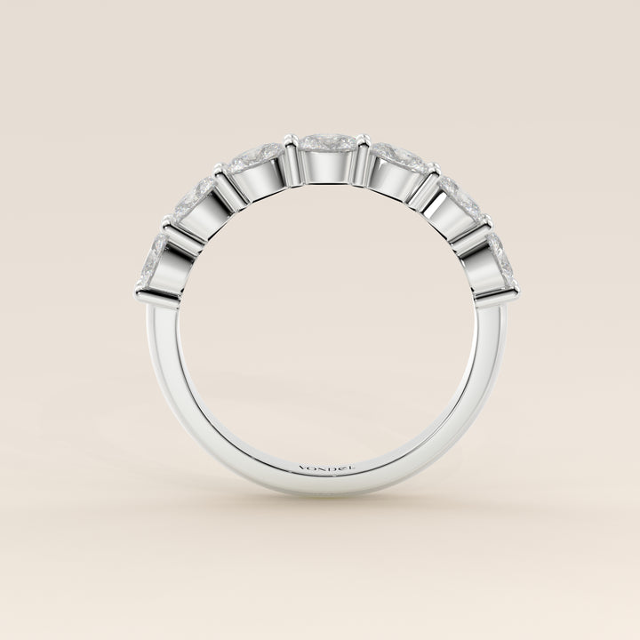 Rijring ovaal lab grown diamant east to west half gezet, witgoud