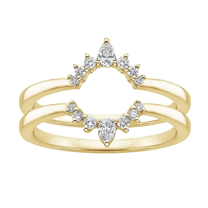Aanschuifringen Set met Peer en Ronde Briljanten - 18K Geelgoud - 0,66 ct