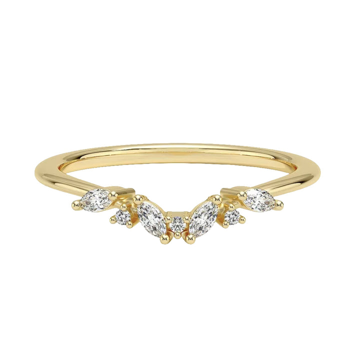V-vormige Ring met Marquise en Rond Briljant - 18K Geelgoud - 0,30 ct