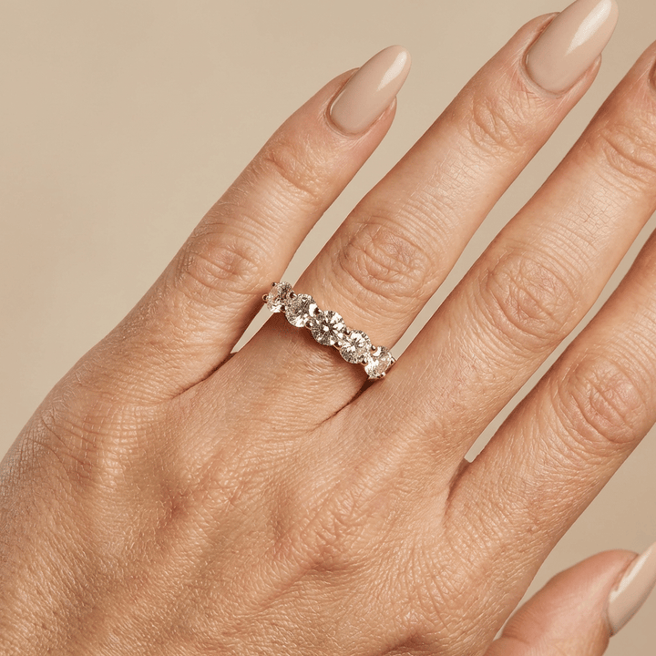 Rond briljant 5 diamanten rijring