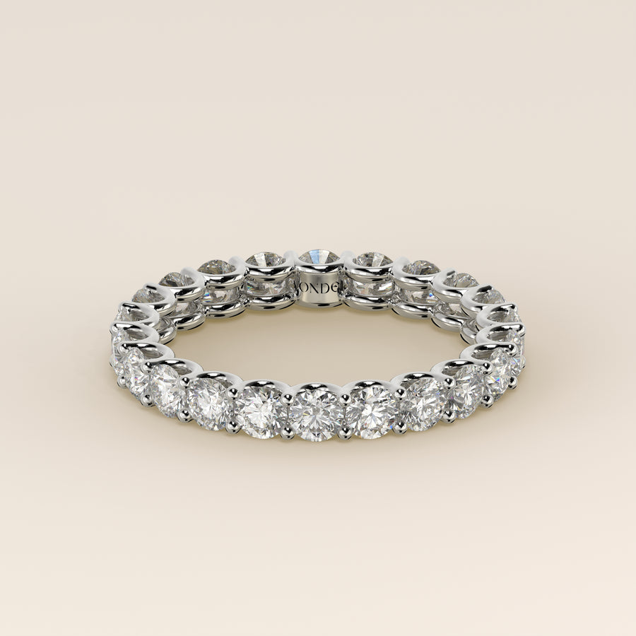 Rond full eternity lab grown diamant ring met u-zetting, witgoud