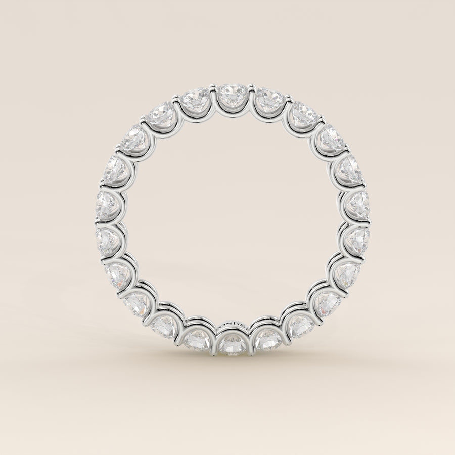 Rond full eternity lab grown diamant ring met u-zetting, witgoud