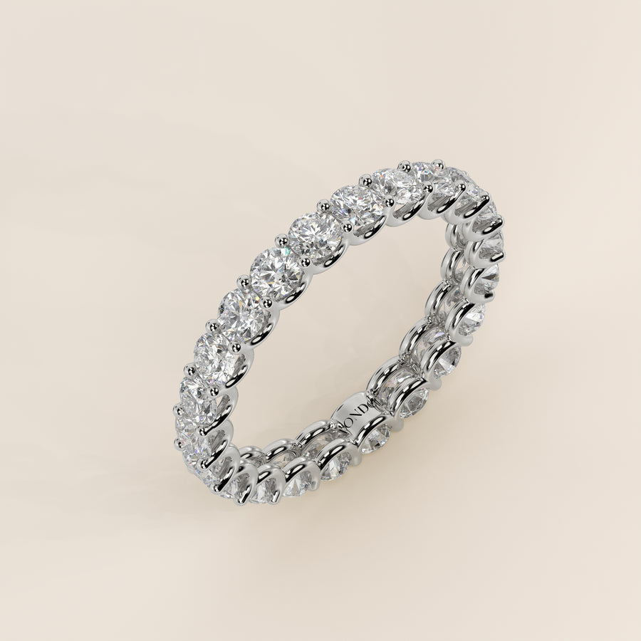 Rond full eternity lab grown diamant ring met u-zetting, witgoud