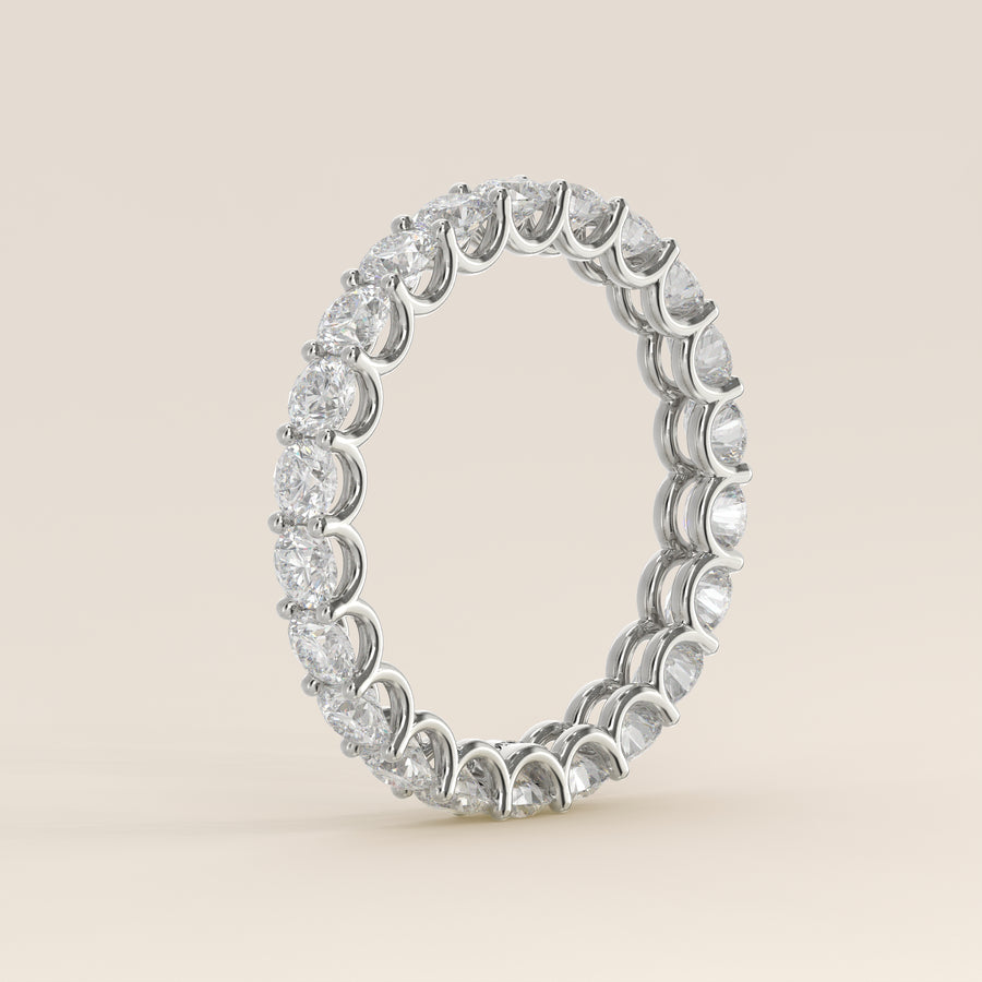 Rond full eternity lab grown diamant ring met u-zetting, witgoud