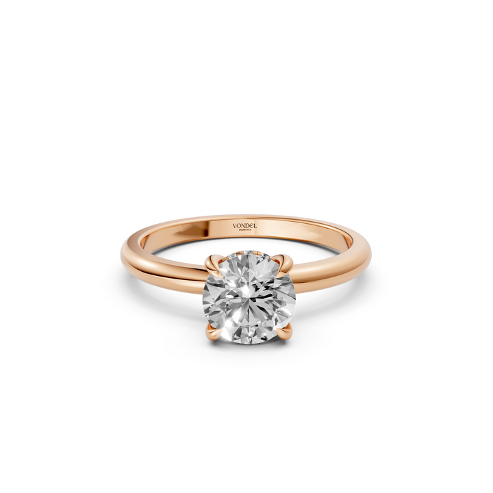 Solitaire Rond Briljant Ring met Hidden Halo - 18K Rosegoud - 0,573 ct