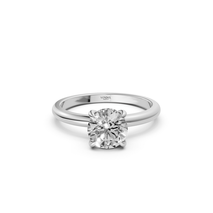 Solitaire Rond Briljant Ring met Hidden Halo - 18K Witgoud - 0,57 ct