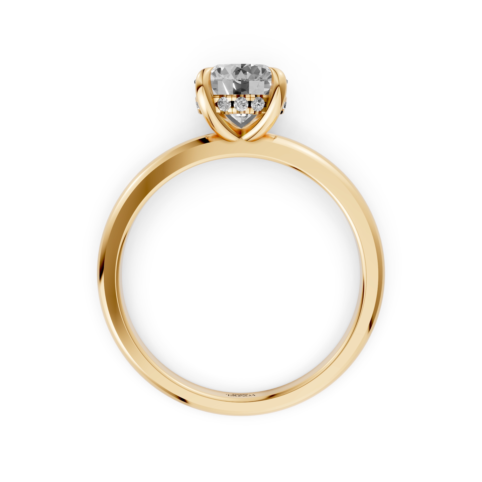 Lisa - In Stock - Solitaire Round Brilliant Lab Grown Diamond Ring with Hidden Halo - 18K Yelllow Gold - 1,56 ct