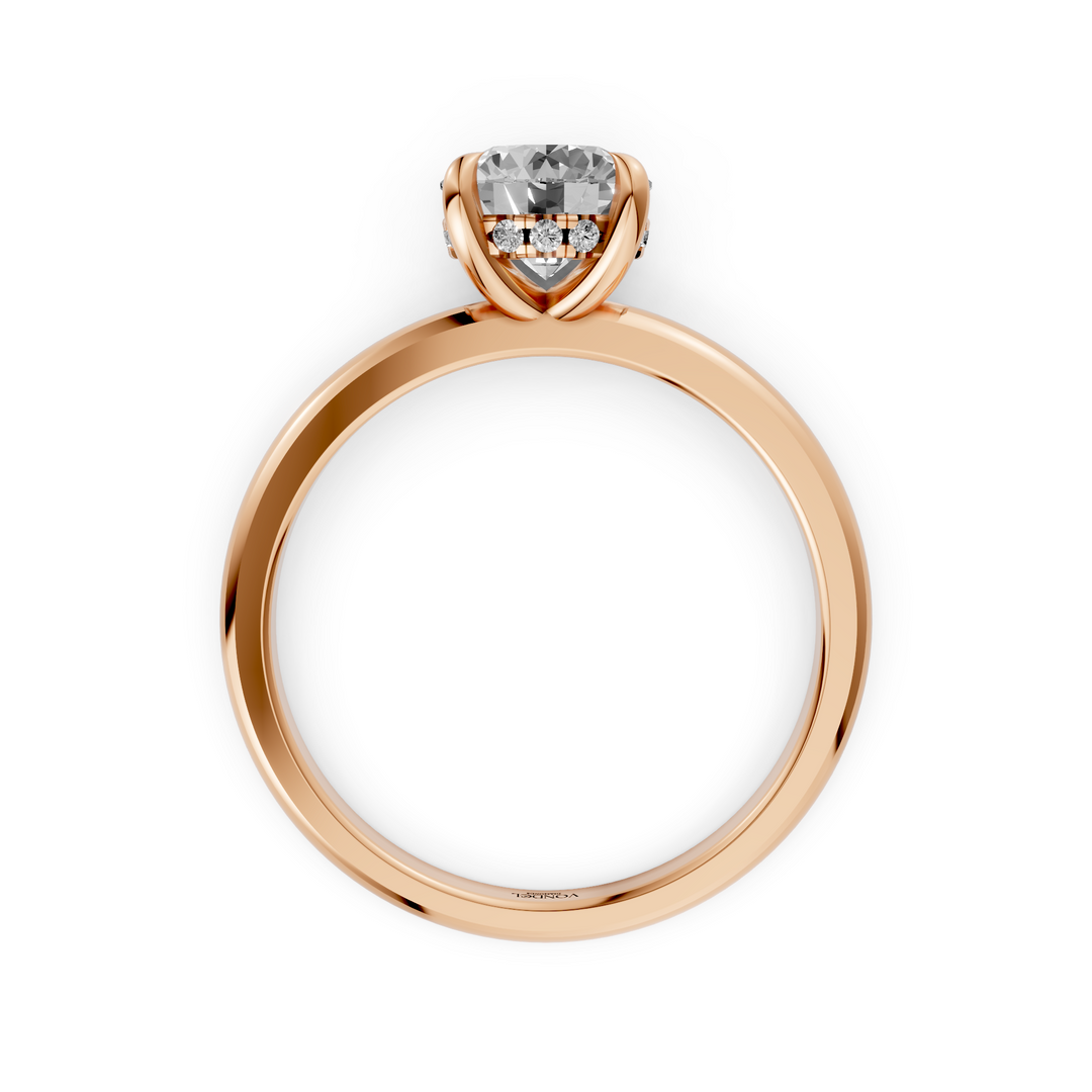 Demi - Solitaire Rond Briljant Ring met Hidden Halo